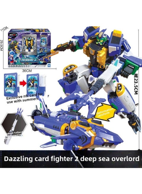 Dazzle Card Fighter Season 2 Dazzle Blue Lightning S Mecha Thunder King Deformation Robot Summoner Flame Dragon Ares-Color:8157 Dazzling Card 2-deep Sea Overlord