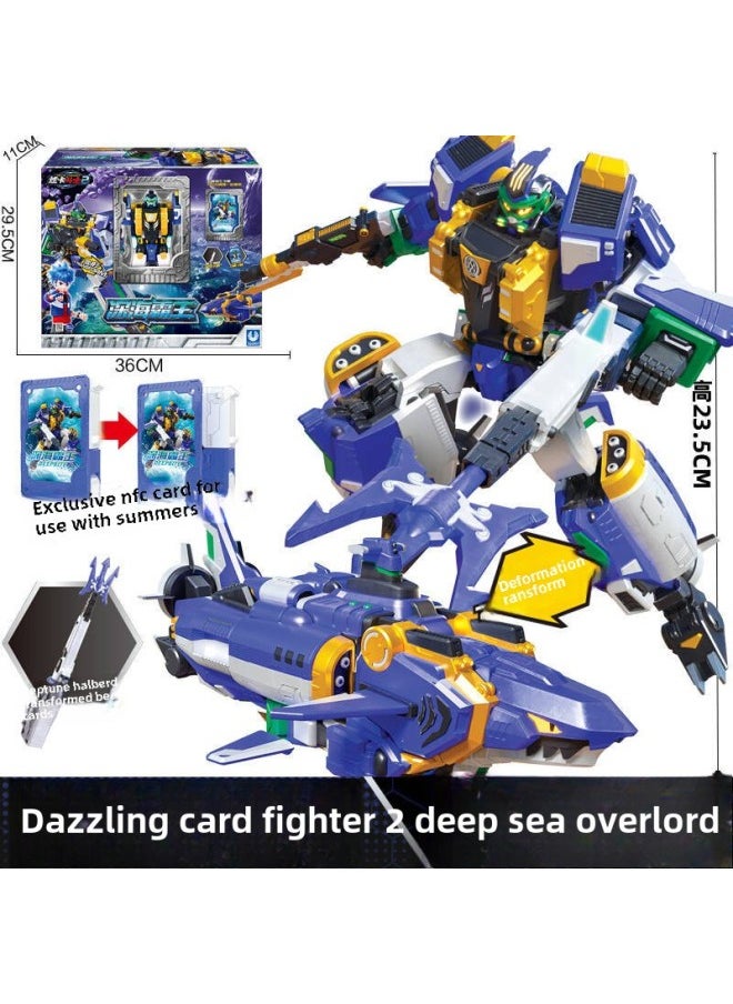 Generic - Dazzle Card Fighter Season 2 Dazzle Blue Lightning S Mecha Thunder King Deformation Robot Summoner Flame Dragon Ares-Color:8157 Dazzling Card 2-deep Sea Overlord - Image 1