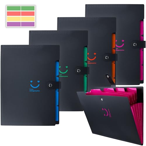 SPS 5 Pocket Expanding File Folder Smile Design - Fits A4 & Letter Size Document Organizer, Accordion File Folders, File Holder for Office, School & Home Use (Pack of 4) - Image 1