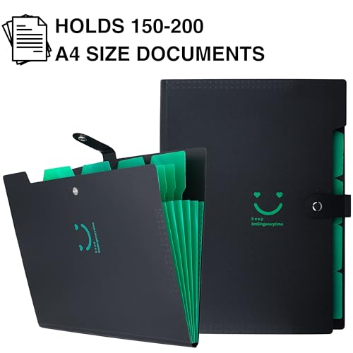 SPS 5 Pocket Expanding File Folder Smile Design - Fits A4 & Letter Size Document Organizer, Accordion File Folders, File Holder for Office, School & Home Use (Pack of 4) - Image 2