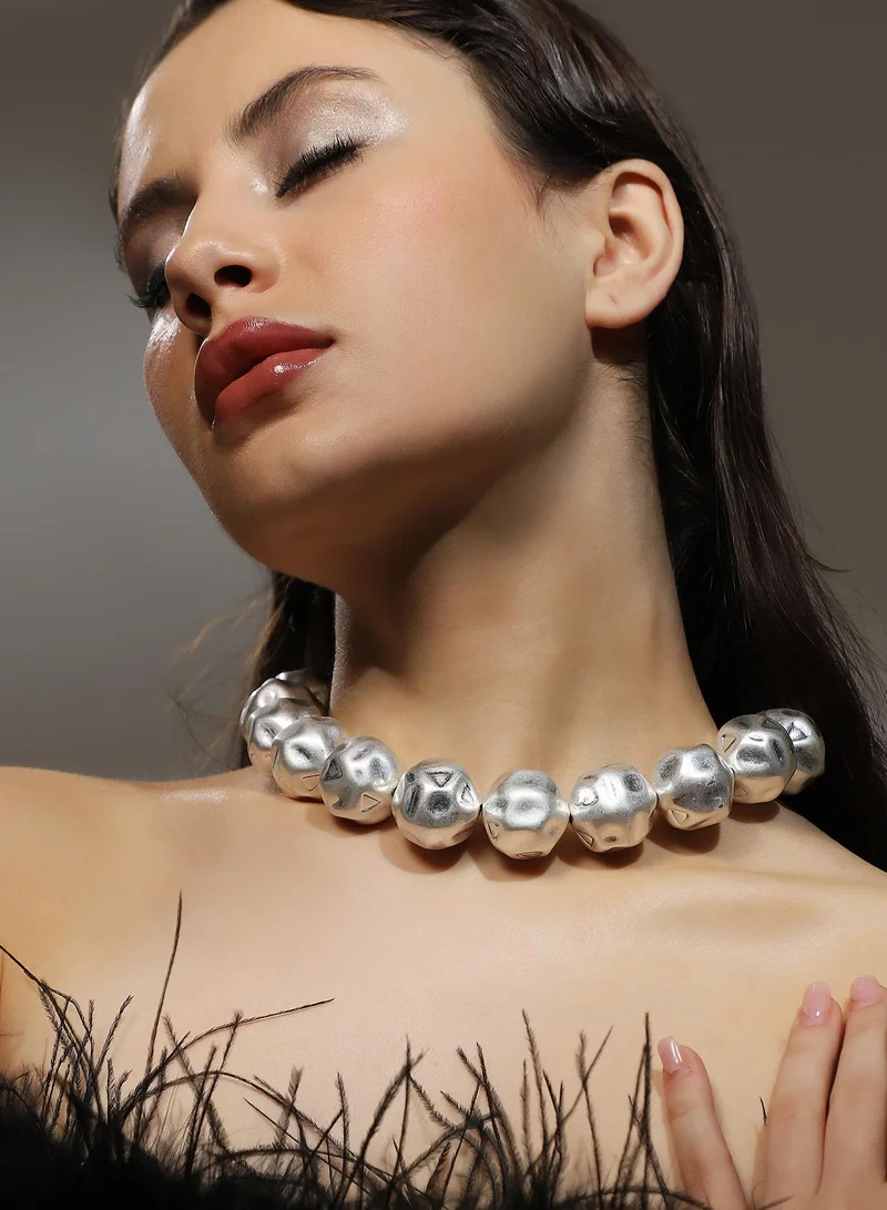SOHI Dented-Ball Collar Artificial Necklace Jewellery
