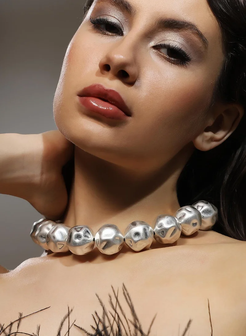 SOHI SOHI Women's The Dented-Ball Collar Necklace For Evening Wear | Metallic  Colour | Alloy Material | Lobster Clasp Closure | Metallic Necklace | Collar Necklace For Women & Girls