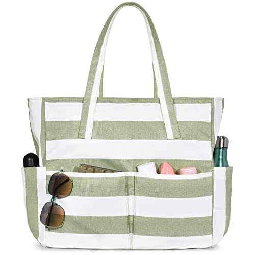 oscaurt Beach Bags for Women Large Waterproof Sandproof Beach Tote Swim Pool Bag with Zipper for Travel Vacation Essentials - Image 1