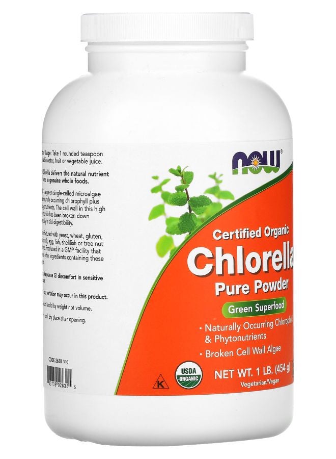 now Certified Organic Chlorella Pure Powder 1 lb (454 g) - Image 2