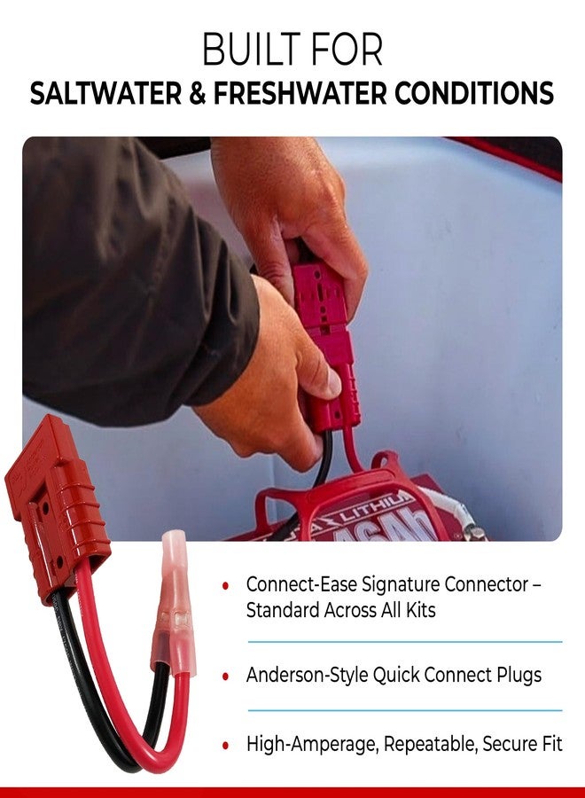Connect-Ease 36V Trolling Motor Quick Connect/Disconnect Kit RCE36VBK | Plug and Play Boat Wiring Kit for Three 12V Batteries in Series | 8 AWG Marine Grade Wire | Lithium Compatible - Image 5