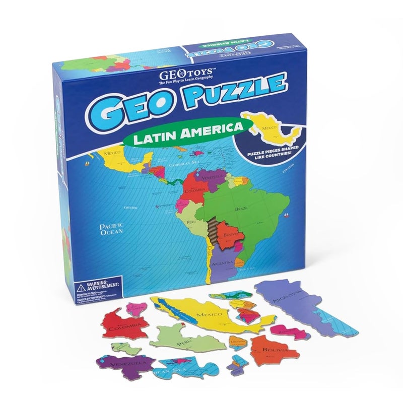 GeoToys GeoPuzzle, Latin America Shaped Jigsaw Puzzles, 50 Pc Geography Puzzle, Geography Game, Map Puzzle - Jigsaw Puzzles for Kids Ages 6-9 Years Old, Stocking Stuffers for Kids - Image 1