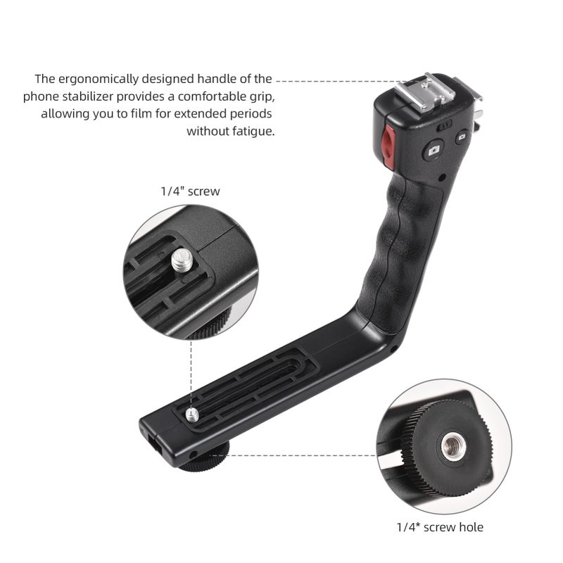 Mobile Phone L-Bracket Holder Video Rig Handheld Stabilizer Kit including Macro Lens + Phone Clip + Phone Holder with Dual Hot Shoe Mounts 1/4in Screw Hole Support BT Connection Remote Control for - Image 4