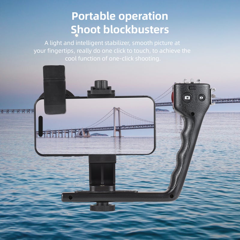 Mobile Phone L-Bracket Holder Video Rig Handheld Stabilizer Kit including Macro Lens + Phone Clip + Phone Holder with Dual Hot Shoe Mounts 1/4in Screw Hole Support BT Connection Remote Control for - Image 2