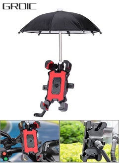 GROIC Bike Phone Holder, Motorcycle Phone Mount Motorcycle Handlebar Cell Phone Clamp, Scooter Phone Clip with Umbrella,Bicycle Riding Equipment  - Image 1