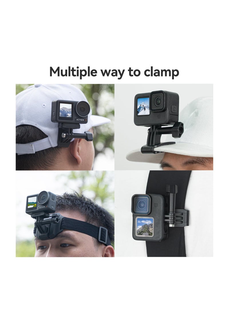 Head Strap Cap Clip Mount, with Phone Clip Vertical Mount Kit, 2-in-1 Cellphone POV Selfie Holder Head Mount, Fit for GoPro Max Hero Insta360 DJI Action iPhone Android, Video, Vlog - Image 4
