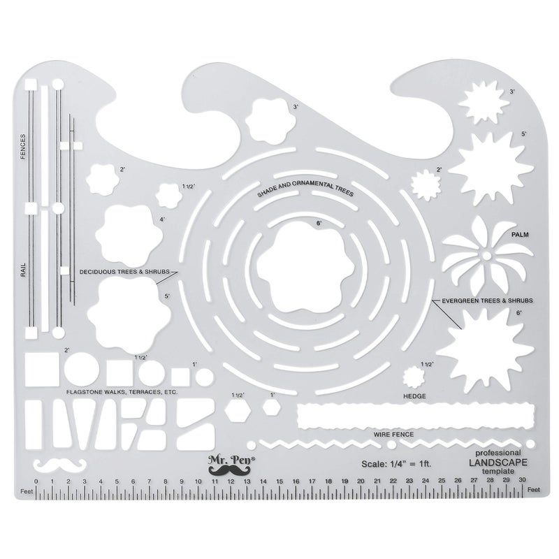 Mr. Pen- Landscape Templates, Architectural Templates, Drafting Tools, Landscaping Tools, Landscape Design Template, Drafting Ruler Shapes, Drawing Stencils - Image 3