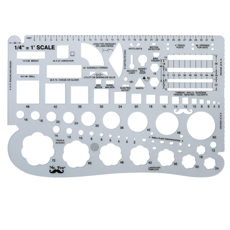 Mr. Pen- Landscape Templates, Architectural Templates, Drafting Tools, Landscaping Tools, Landscape Design Template, Drafting Ruler Shapes, Drawing Stencils - Image 2