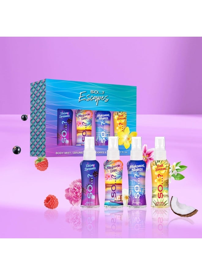 So..? SO…? Women’s Body Mist Gift Set Bundle – Summer Escapes, Body Mist by So…? & So…? Unique Mini Fragrance Sets, 12 x 50ml Body Mist Sprays, Pack of 3 Gift Sets - Image 5