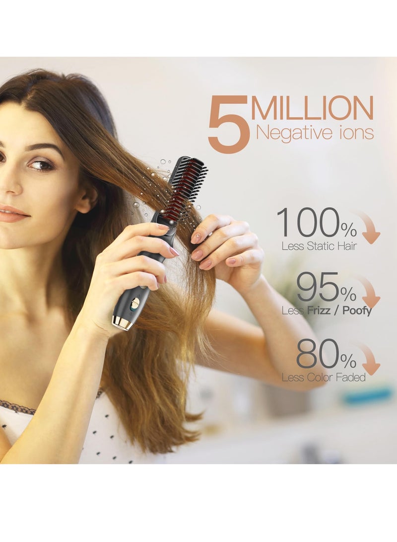 KASTWAVE Cordless Hair Straightener Brush for Women, Portable Electric Hair Straightening Comb with Negative Ions, Fast Heating, USB Rechargeable, Ideal for Travel (Black) - Image 3