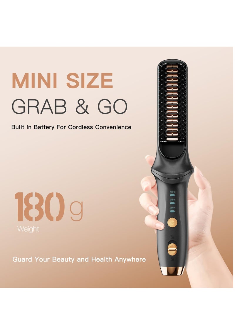 KASTWAVE Cordless Hair Straightener Brush for Women, Portable Electric Hair Straightening Comb with Negative Ions, Fast Heating, USB Rechargeable, Ideal for Travel (Black) - Image 5