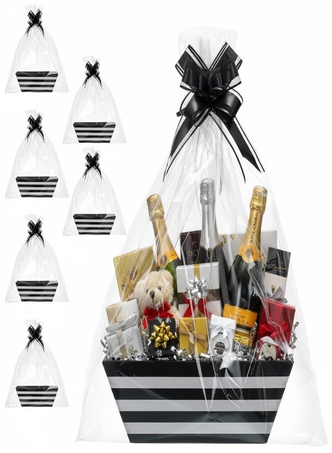 Mimorou 6 Pack Baskets for Gifts Empty To Fill, Kraft Empty Gift Basket Kit Bulk with Handle 6 Wrap Bag 10 Pull Bow DIY for Wedding Graduation Birthday Party Holiday - Image 1