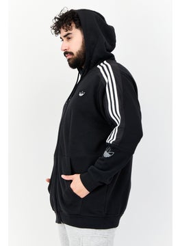 adidas Originals Men Sportswear Fit Long Sleeve Outdoor Full Zip Hoodie, Black  - Image 2