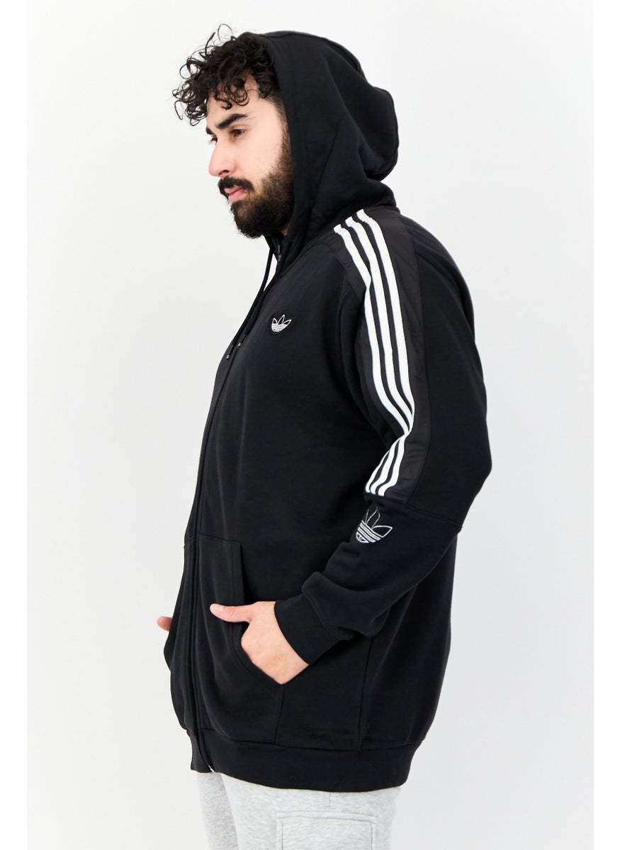 adidas Originals - Men Sportswear Fit Long Sleeve Outdoor Full Zip Hoodie, Black - Image 1