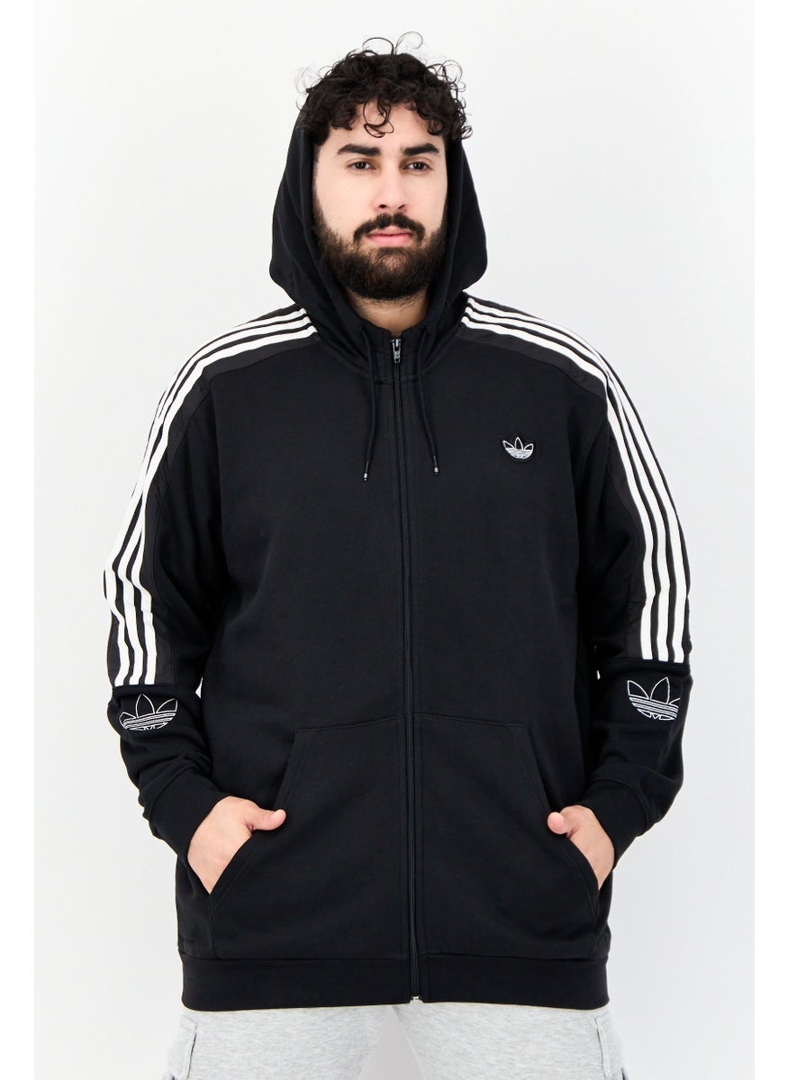 adidas Originals - Men Sportswear Fit Long Sleeve Outdoor Full Zip Hoodie, Black - Image 1