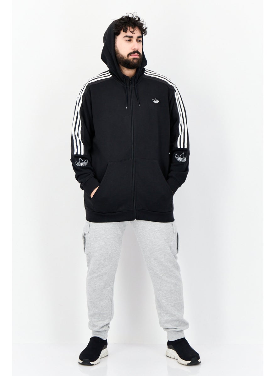 adidas Originals - Men Sportswear Fit Long Sleeve Outdoor Full Zip Hoodie, Black - Image 1