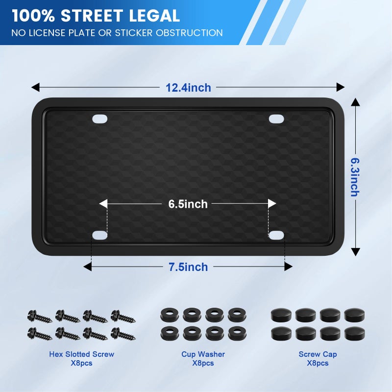 Podestaa Black License Plate Frames Holder, 2 Pack Car License Plate Covers, Universal US Front & Rear Truck Frame Bracket Protector Mounting Kit Accessories - Image 2