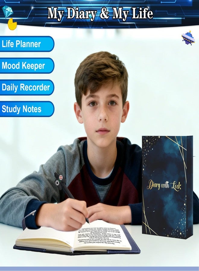 Purtarly Video Game Diary with Lock for Boys Ages 8-12, Game Journal with Lock for Kids, Cool Birthday Gifts for Boys Teen Boy 10-18, Diary Set with Pen, Writing Gaming Notebook for Teenages 12 13 14 15 16 Year Old - Image 4