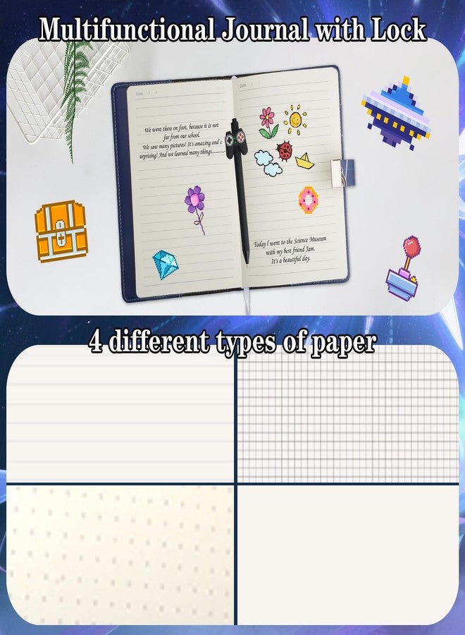 Purtarly Video Game Diary with Lock for Boys Ages 8-12, Game Journal with Lock for Kids, Cool Birthday Gifts for Boys Teen Boy 10-18, Diary Set with Pen, Writing Gaming Notebook for Teenages 12 13 14 15 16 Year Old - Image 3