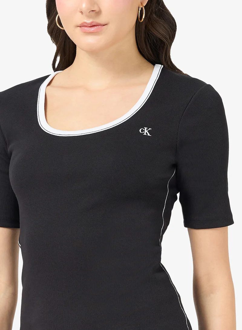 Calvin Klein Jeans  Casual 2X2 Baby Rib Cutout Mini Dress for Women | Best Price UAE