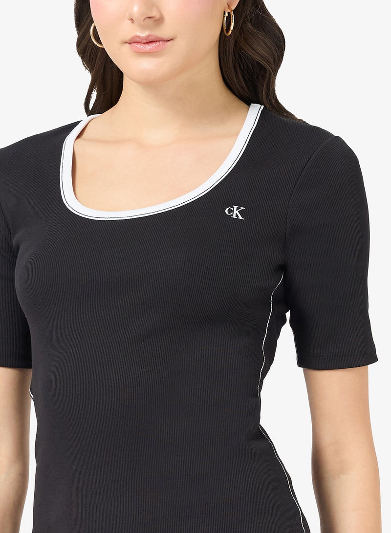 Calvin Klein Jeans Scoop Neck Ribbed Mini Dress - Image 3