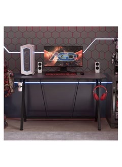 AGD Gaming Desk 120 cm, Small Gaming Desk, Gift Idea, PC Computer Desk, Home Office Desk Workstation with Carbon Fiber Surface, Gaming Table with Headphone Hook and Cup Holder  - Image 4