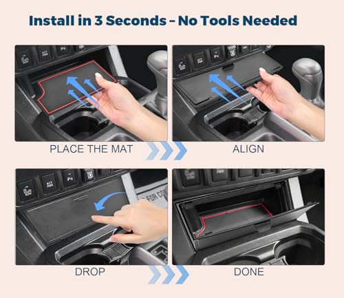 GZSH Hidden Front Center Console Cover fit for Toyota Tacoma 2016-2023 (3RD GEN Tacoma) Anti-Drop Privacy ABS Plastic Center Console Cover with Isolation Charging pad (Only fit for Wireless Charging) - Image 4