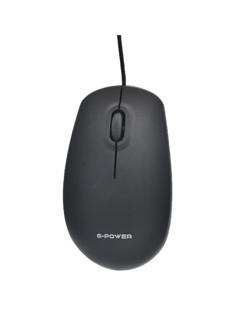 G-Power M-111 ماوس USB بصري عالي الجودة مع شكل محيطي مريح وسلك طويل يدعم Windows 10/Windows 7/ Windows Vista وWindows XP - أسود