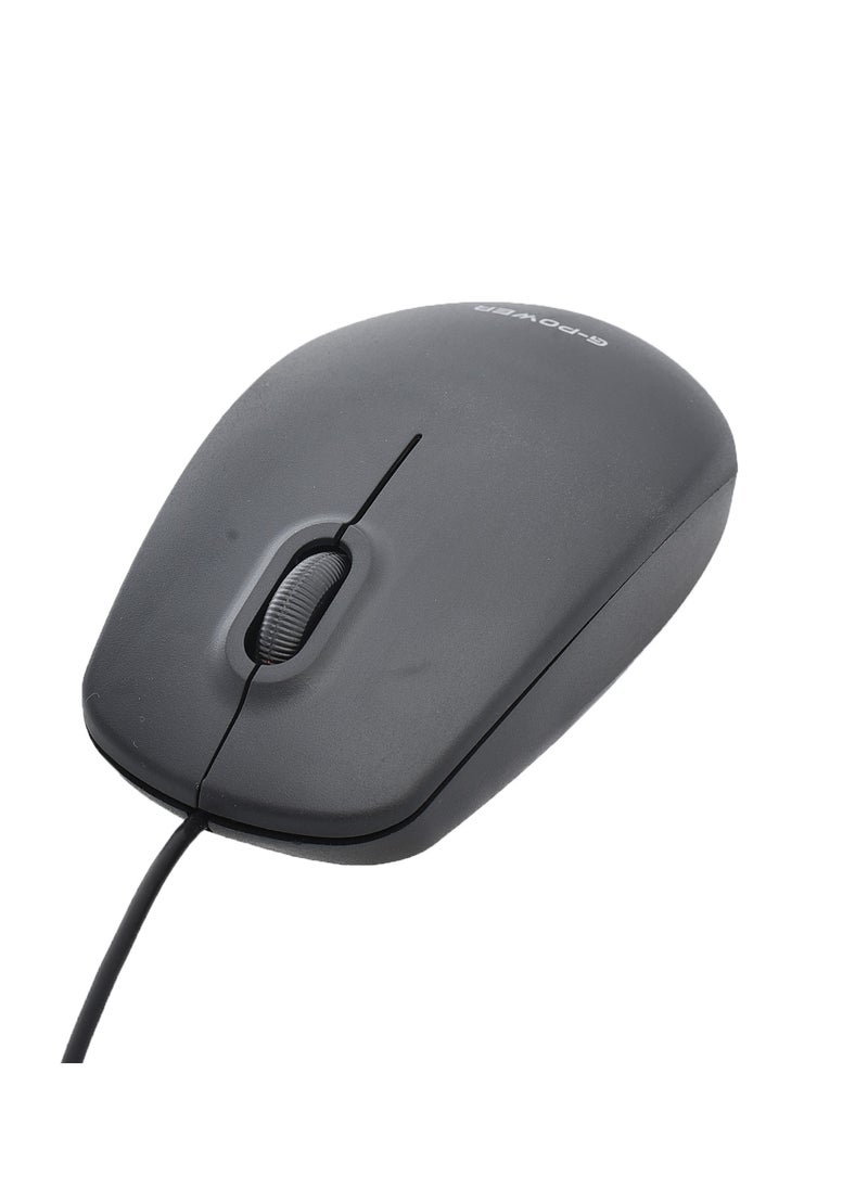 G-Power M-111 ماوس USB بصري عالي الجودة مع شكل محيطي مريح وسلك طويل يدعم Windows 10/Windows 7/ Windows Vista وWindows XP - أسود