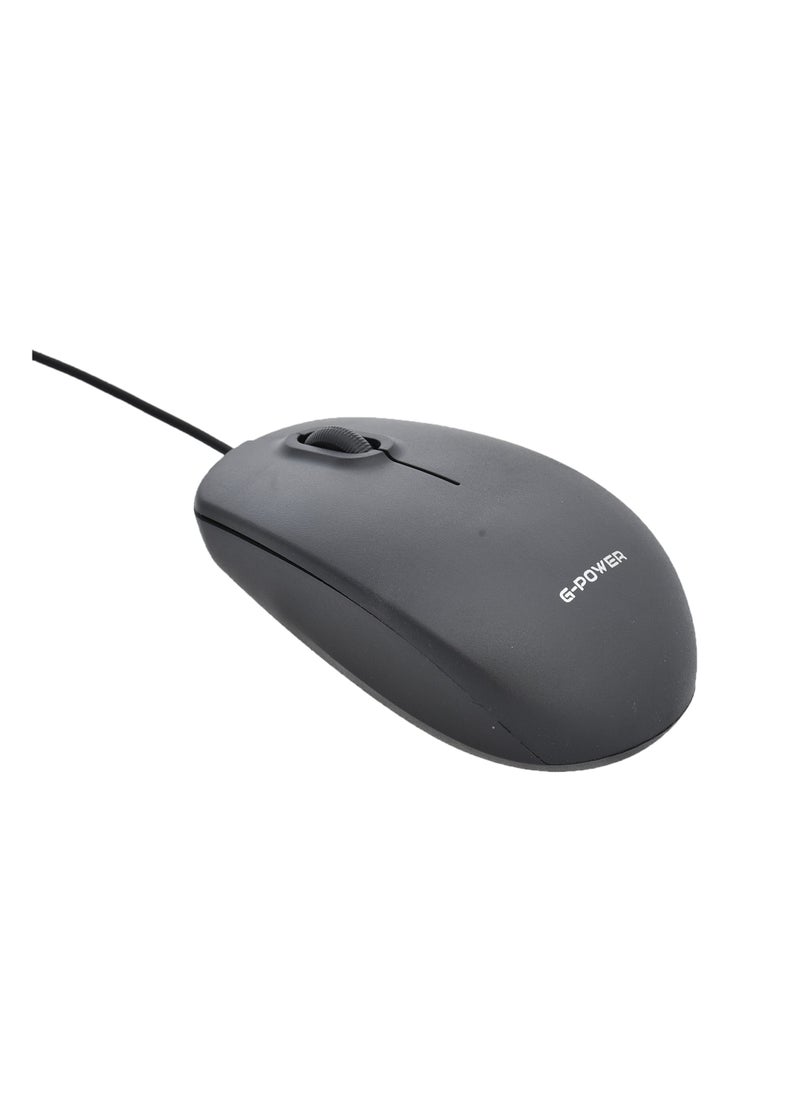 G-Power M-111 ماوس USB بصري عالي الجودة مع شكل محيطي مريح وسلك طويل يدعم Windows 10/Windows 7/ Windows Vista وWindows XP - أسود
