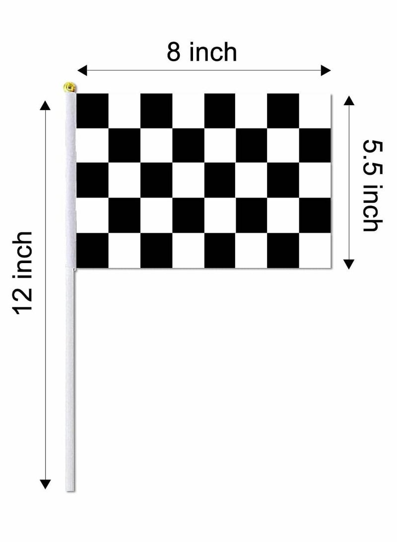 Y&D Hand Held Stick Flags, 20 Pack 8"x5.5" Black and White Checkered Racing Flag for Race Party Supplies - Image 2