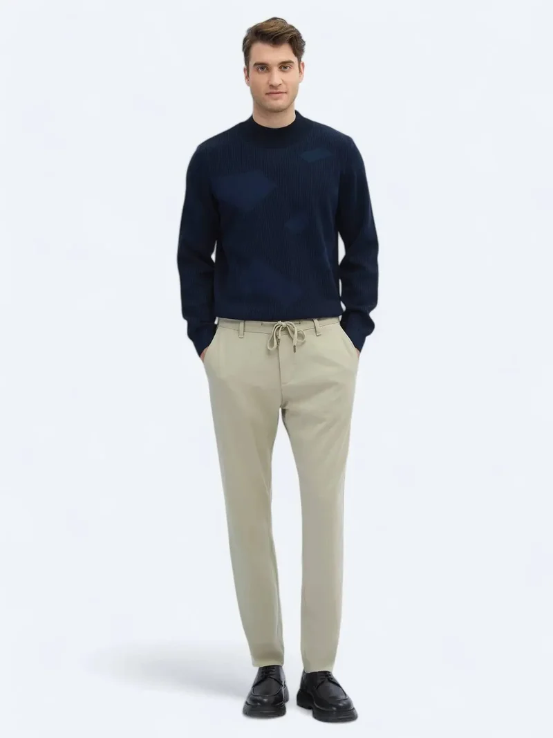 Kip Beige Weaving Jogging Fit Casual Trousers