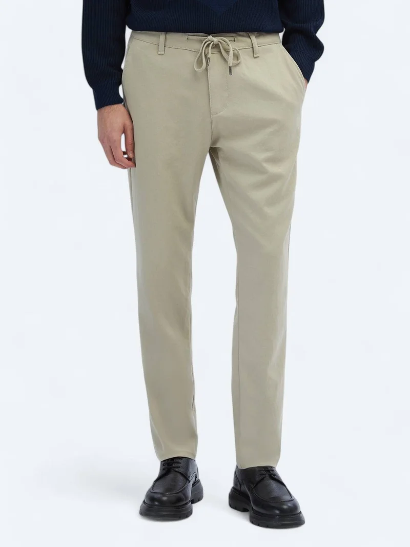 Kip Beige Weaving Jogging Fit Casual Trousers