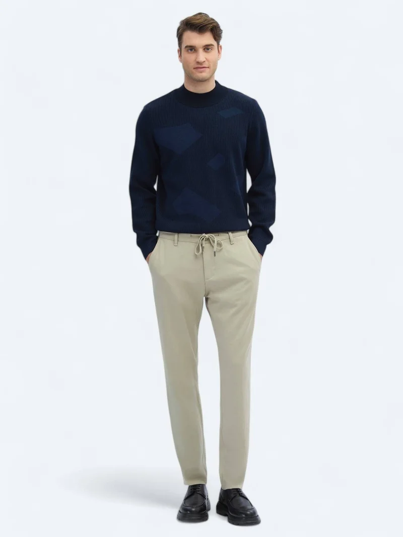 Kip Beige Weaving Jogging Fit Casual Trousers