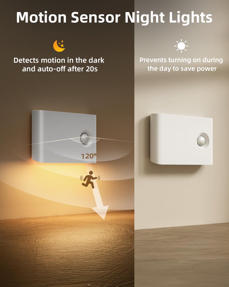 EZVALO 6 Pack Motion Sensor Night Lights, Sync LED Stair Lights Indoor, 1500mAh Rechargeable, Magnetic & Dimmable, 3000K Soft White, Portable Nightlight for Hallway, Stairs, Bathroom, Bedroom - Image 4