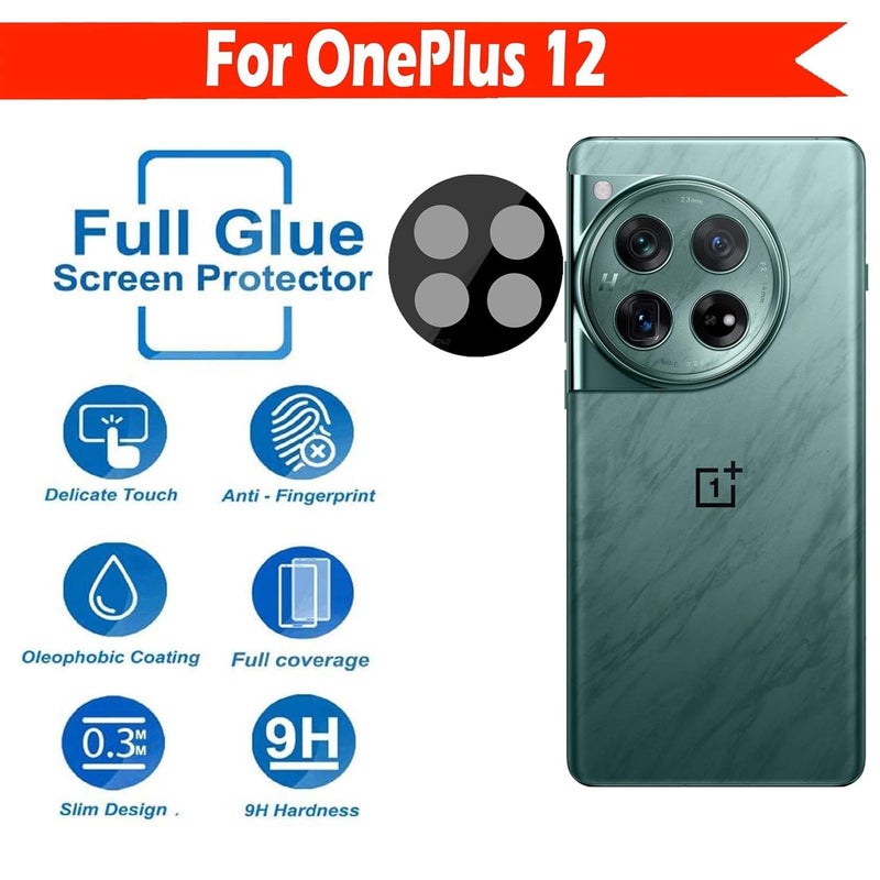 FabeKee Glass Camera Lens Protector For OnePlus 12R [9H Hardness] [6D Lens Protector ] [Easy Installation] Black - Image 2