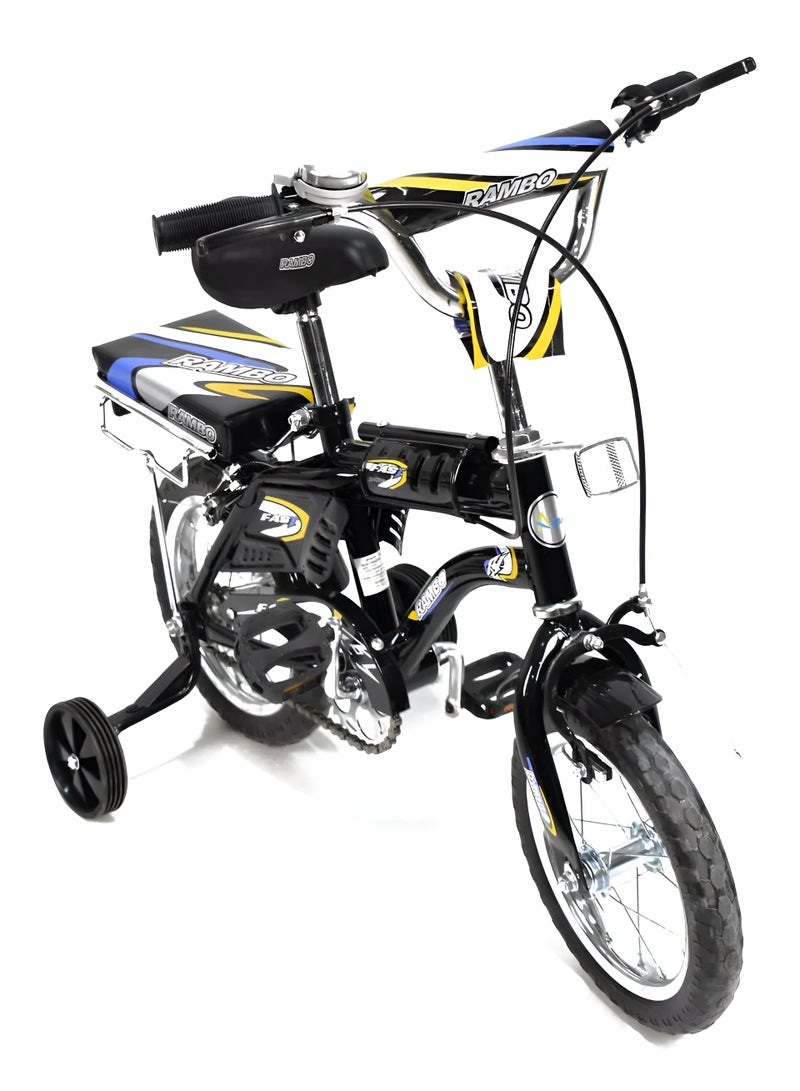 Rambo 12-Inch Kids’ Bike with Side Wheels, Back Seat & Dual Brakes – Age 3 to 7 Years - Image 1