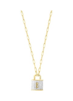 14K Goldplated Sterling Silver and 0.24 TCW Diamond Lock Pendant Necklace for Women One Size