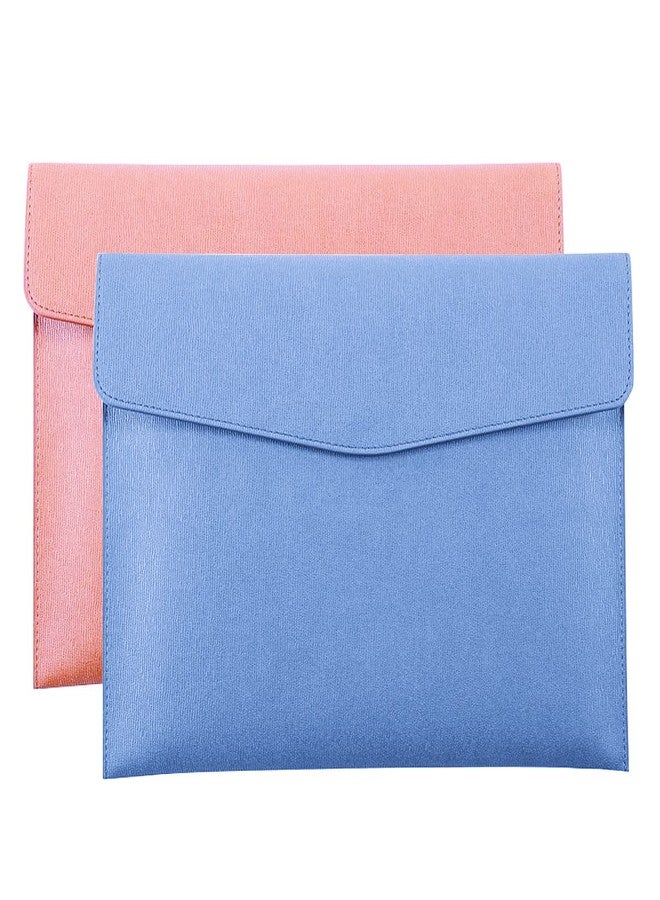 Enyuwlcm PU Leather A4 File Folder Document Holder Waterproof Portfolio Envelope Folder Case with Snap Closure Blue and Pink 2 Packs - Image 1