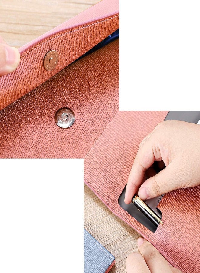 Enyuwlcm PU Leather A4 File Folder Document Holder Waterproof Portfolio Envelope Folder Case with Snap Closure Blue and Pink 2 Packs - Image 4