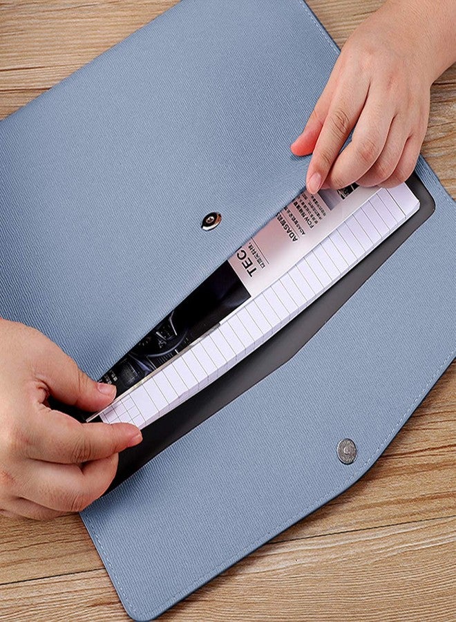 Enyuwlcm PU Leather A4 File Folder Document Holder Waterproof Portfolio Envelope Folder Case with Snap Closure Blue and Pink 2 Packs - Image 3