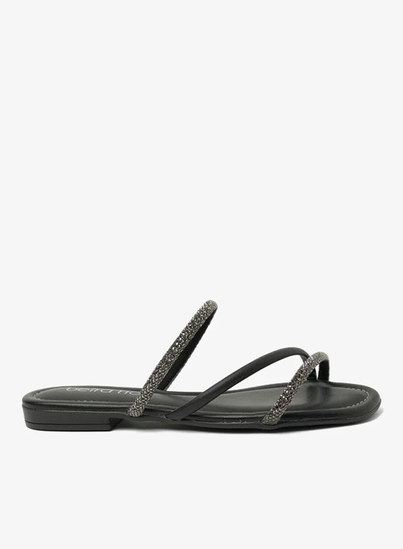 Beira Rio  Beira Rio Ladies Flat Sandals Black | Made In Brazil for Women | Best Price UAE