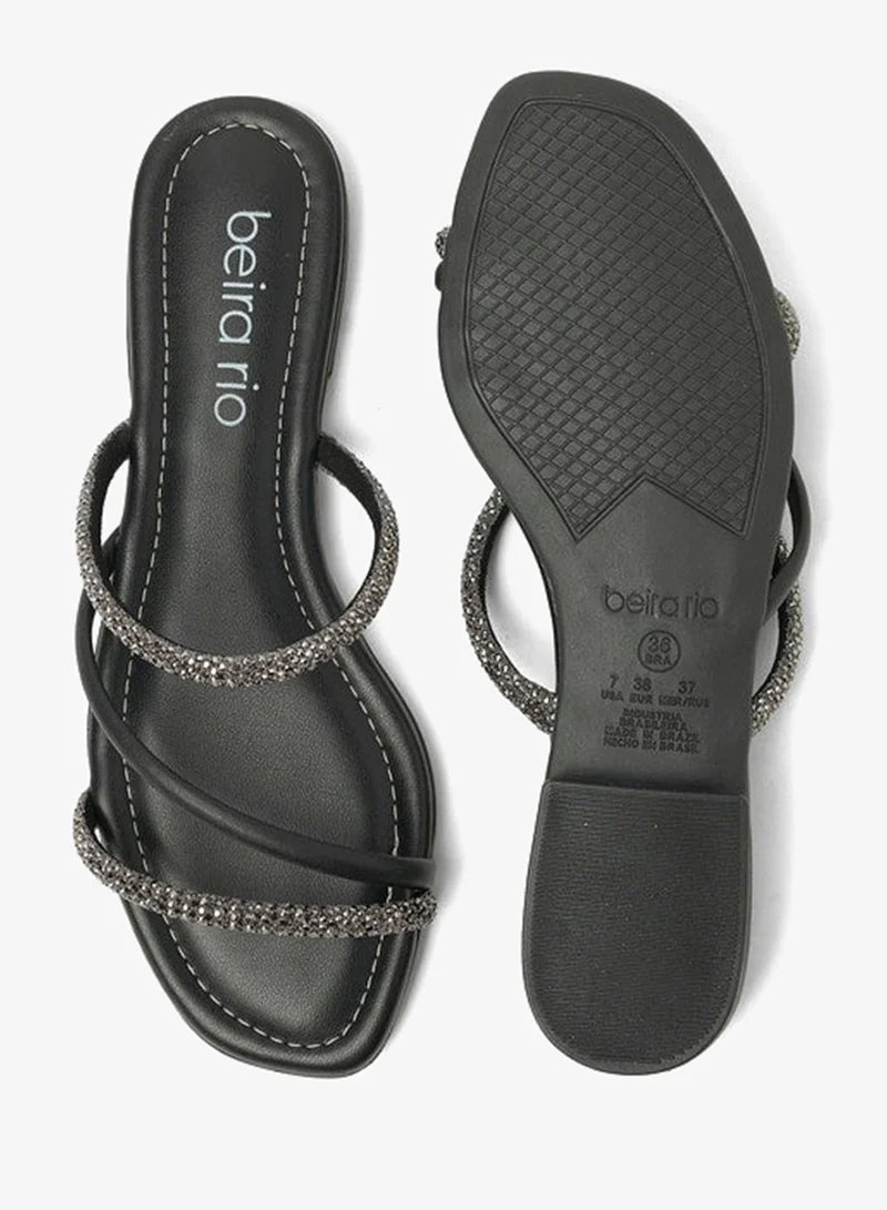 Beira Rio  Beira Rio Ladies Flat Sandals Black | Made In Brazil for Women | Best Price UAE