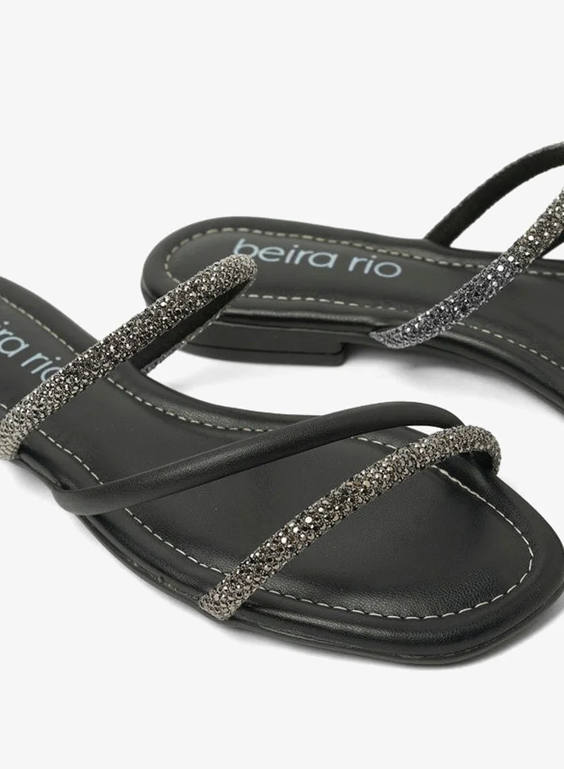 Beira Rio  Beira Rio Ladies Flat Sandals Black | Made In Brazil for Women | Best Price UAE