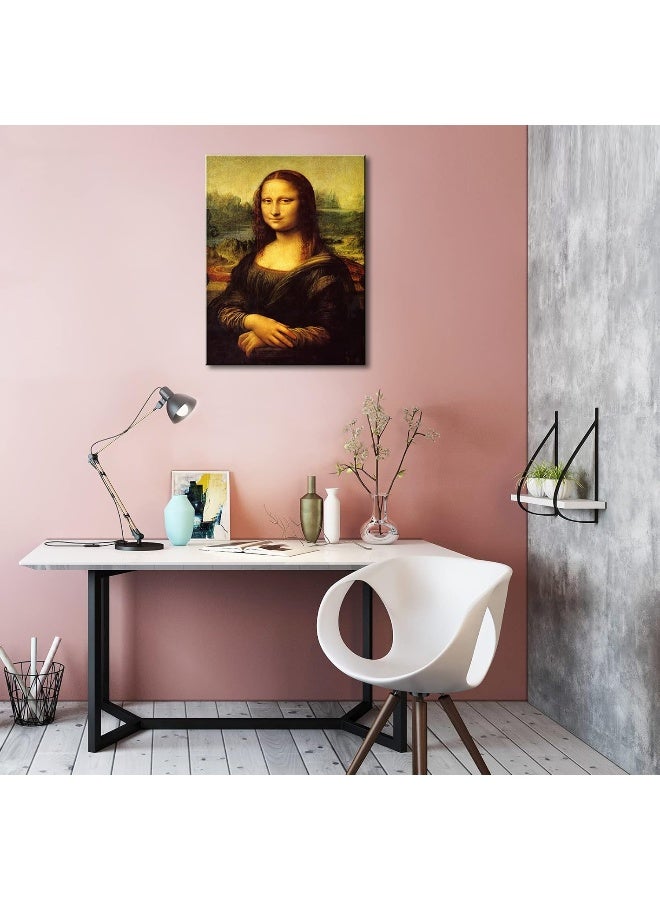 Home Trove Canvas Prints Wall Art Mona Lisa By Leonardo Davinci, The World Classic Paintings Reproductions For Living Room 24"X36"  - Image 3