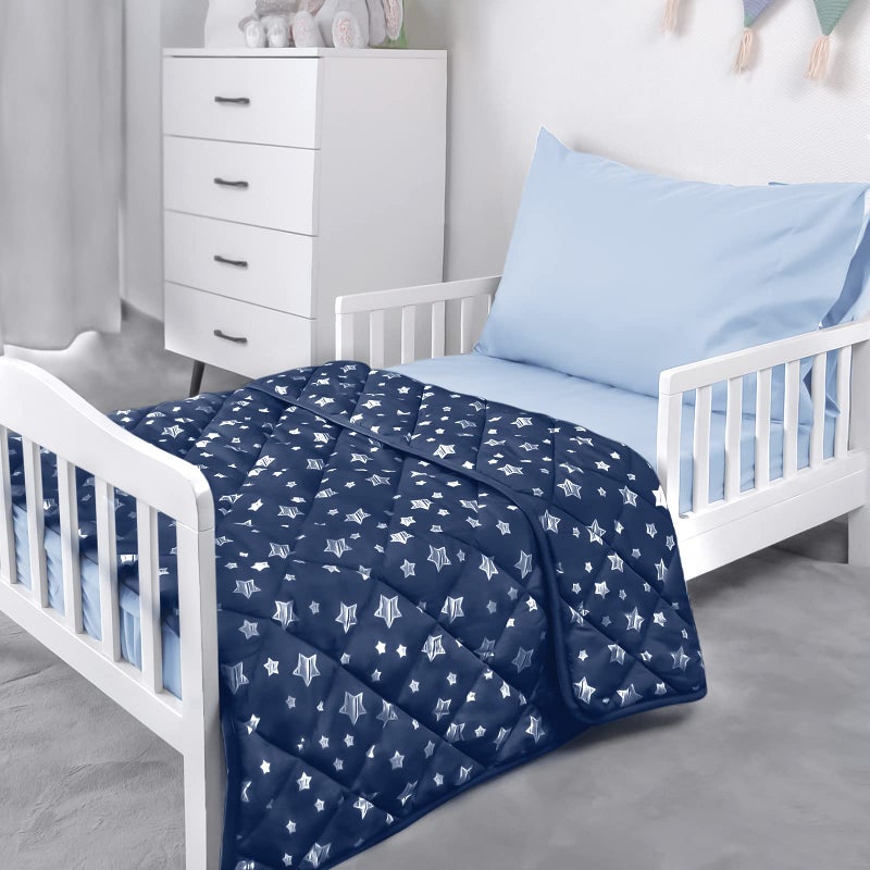 Moonsea Baby Blanket for Boys and Girls, Soft Cozy Toddler Comforter Quilted with Navy Star Print, Ultra Soft and Comfortable Down Alternative Crib Comforter, 39x47 Inches - Image 5